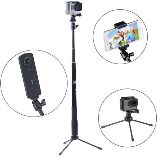  Smatree Q3 Telescoping Selfie Stick with Tripod Stand Compatible for GoPro Hero 10/9/8/7/6/5/4/3+/3/Max/Session/GOPRO Hero 2018/AKASO/OSMO Action Camera/DJI Pocket 2/SJCAM/Xiaomi Y