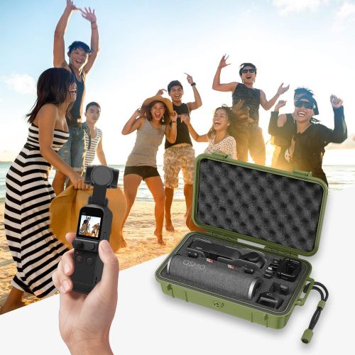  Smatree 2.4L Hard Carrying Case,Travel Storage Bag Compatible with DJI Osmo Pocket 2/Osmo Pocket Camera and Accessories（Green）
