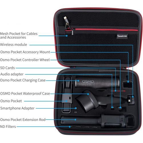  Smatree 5.5L Hard Carrying Case Compatible with DJI Osmo Pocket 2/Osmo Pocket, Extension Rod, OSMO Pocket Waterproof Case and Other Accessories (OSMO Pocket and Accessories are NOT