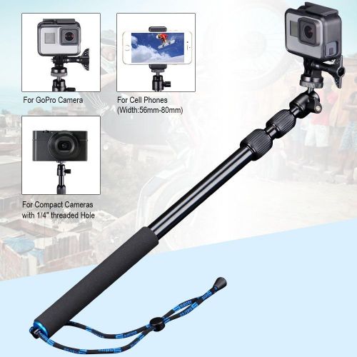  Smatree Telescoping Selfie StickMonopod for GoPro Hero Fusion76543+3SessionGOPRO Hero (2018)Cameras, Ricoh Theta SV, Samsung Gear 360,4K Action Camera,YI 4K and Cellphon