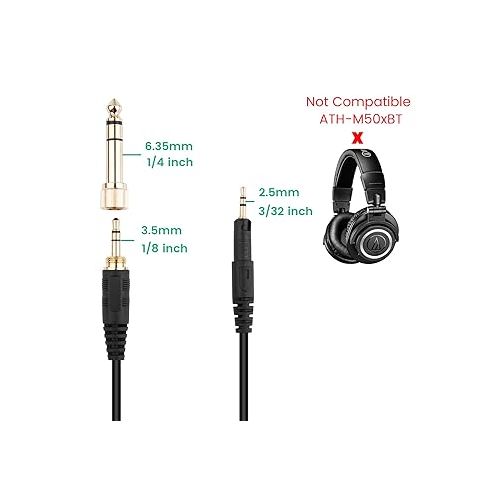  Smays ATH-M50x Cable, Coiled AUX Cord Replacement for Audio-Technica ATH-M40x, ATH-M70x Headphone with 1/4 inch Adapter, 4ft to 10ft