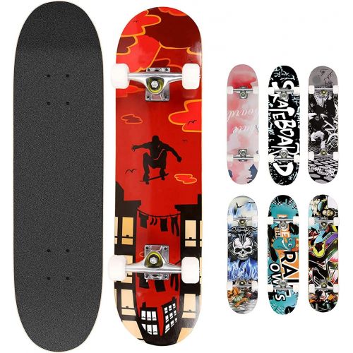  Smibie Skateboards Pro 31 inches Complete Skateboards for Teens Beginners Girls Boys Kids Adults, 7 Layer Maple Wood Skateboard