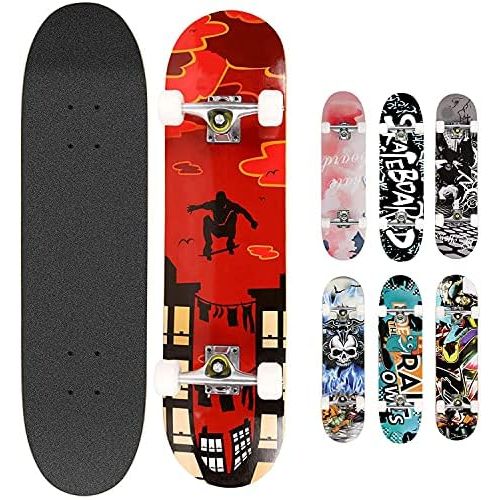  Smibie Skateboards Pro 31 inches Complete Skateboards for Teens Beginners Girls Boys Kids Adults, 7 Layer Maple Wood Skateboard