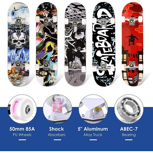  Smibie Skateboards Pro 31 inches Complete Skateboards for Teens Beginners Girls Boys Kids Adults, 7 Layer Maple Wood Skateboard