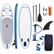 Smibie ANCHEER Inflatable Stand Up Paddle Board 10, Non-Slip Deck(6 Inches Thick), iSUP Boards Package w/Adjustable Paddle, Leash, Hand Pump and Backpack, Youth & Adult