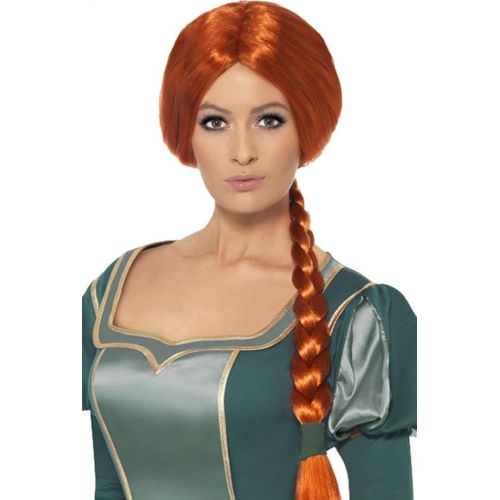  Smiffys Ladies Fancy Dress Party Costume False Hair Shrek Princess Fiona Wig Brown