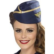 [아마존 핫딜]  [아마존핫딜]Smiffys Stewardess-Muetze Blau mit goldenem Rand, One Size