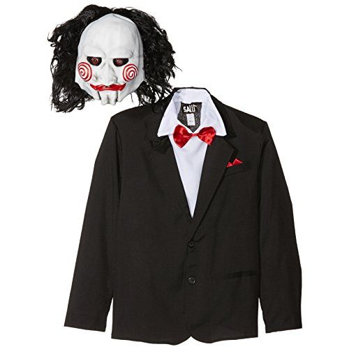  할로윈 용품Smiffys Mens Saw Jigsaw Costume, Mask, Jacket, Mock Waistcoat & Shirt, Size: M, Color: Black, 20493