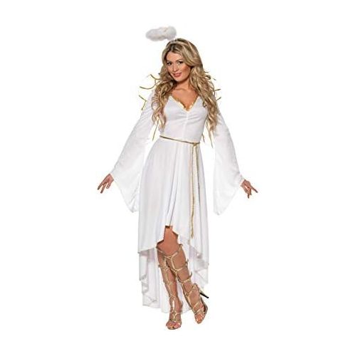  할로윈 용품Smiffys Womens High-Low Angel Costume White,Gold