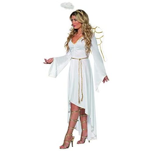  할로윈 용품Smiffys Womens High-Low Angel Costume White,Gold