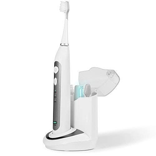  Smile Bright Store Platinum Electronic Sonic Toothbrush with UV Antibacterial Sanitizing Charging Case - Rechargeable Storage Base, (Charcoal)