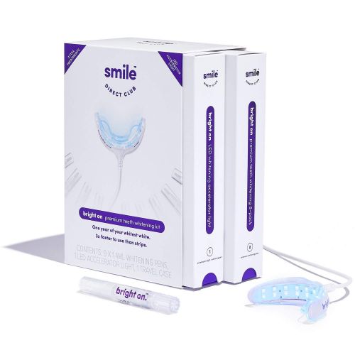  SmileDirectClub bright on Teeth Whitening Kit with 9 Premium Hydrogen Peroxide Pens and 20-LED Accelerator Light, Brighten 3x Faster Than Strips - 12 Month Supply, USB, USB-C, microUSB & Lightning