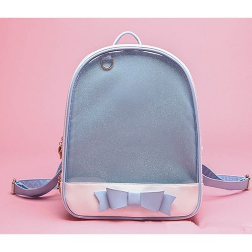  Smilecoco Candy Leather Bow Backpack Plastic Transparent Beach Girls School Bag