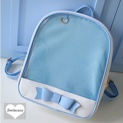  Smilecoco Candy Leather Bow Backpack Plastic Transparent Beach Girls School Bag