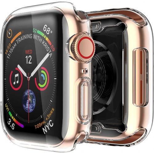  [아마존베스트]Smiling Clear Case for Apple Watch Series 4 44mm with Buit in TPU Screen Protector - All Around Protective Case High Definition Clear Ultra-Thin Cover for Apple iwatch 44mm Series