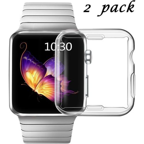  [아마존베스트]Smiling Clear Case for Apple Watch Series 3 38mm with Buit in TPU Screen Protector - All Around Protective Case High Definition Clear Ultra-Thin Cover for Apple iwatch 38mm Series