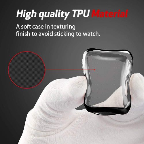  [아마존베스트]Smiling Black Case for Apple Watch Series 4 44mm with Buit in TPU Clear Screen Protector - All Around Protective Case High Definition Clear Ultra-Thin Cover for Apple iwatch 44mm S