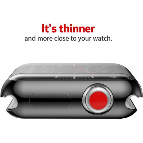  [아마존베스트]Smiling Black Case for Apple Watch Series 4 44mm with Buit in TPU Clear Screen Protector - All Around Protective Case High Definition Clear Ultra-Thin Cover for Apple iwatch 44mm S