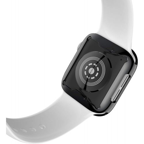  [아마존베스트]Smiling Black Case for Apple Watch Series 4 44mm with Buit in TPU Clear Screen Protector - All Around Protective Case High Definition Clear Ultra-Thin Cover for Apple iwatch 44mm S