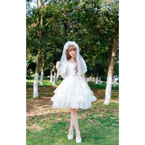  Smiling Angel Girls White/Black Sweet Lolita Dress Princess Court Skirts Cosplay Costumes