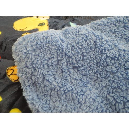  Smiling Homes 2-ply Sherpa Baby (40x54) Plush Toddler Boy Blankets-Dinosaurs, 40x54 (inches), Blue