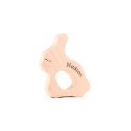 /SmilingTreeToys personalized bunny wood teether - a natural wooden teething toy for new baby gift and natural parenting, safe and organic