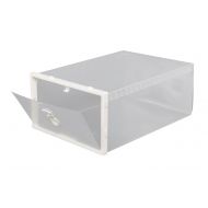 Smilun Portable Shoe Boxes Container for Closet Organizer Clear Plastic Shoe Boxes Shelf Stackable Foldable Organizer Box White Bear12PCs