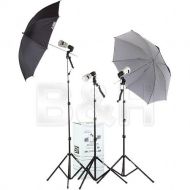 Smith-Victor KF3U 3-Light 135W/s Thrifty Location Kit with Umbrellas (120V)