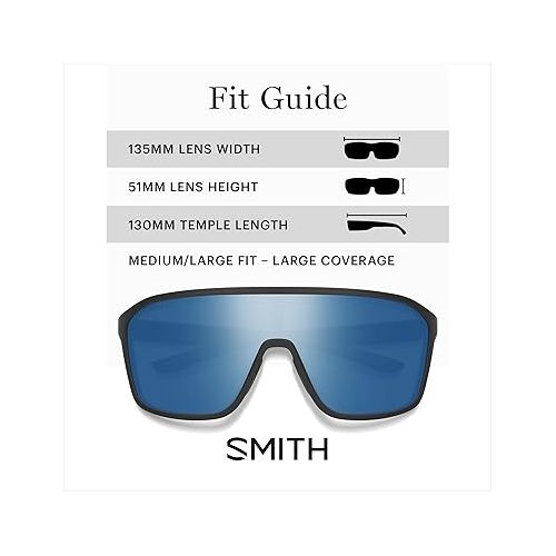 스미스 SMITH Boomtown Sunglasses with ChromaPop Shield Lens - Performance Sports Active Sunglasses - For Men & Women