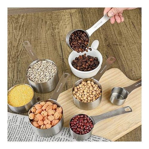 스미스 Measuring Cups and Spoons Set, Stainless Steel Measuring Cups Spoons Complete Set of 19pcs Professional Measurer Scoops Ingredients Liquid or Dry Heavy Duty Solid Measurment Cup