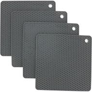 Smithcraft Silicone Trivets for Hot Dishes, Pots and Pans, Hot Pads for Kitchen, Dark Grey Silicone Pot Holders, Silicone Mats for Kitchen Quartz Counter Heat Resistant Mat, Flexible Trivet Mat Set 4