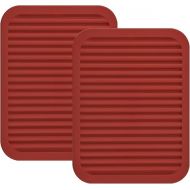 Silicone Trivets Mats Set, Hot Pad for Dishes and Pots, Hot Mats for Countertops, Silicone Tables Mats, Silicone Pot Holders, Spoon Rest,Small Drying Mats Set of 2 (Wine Red)