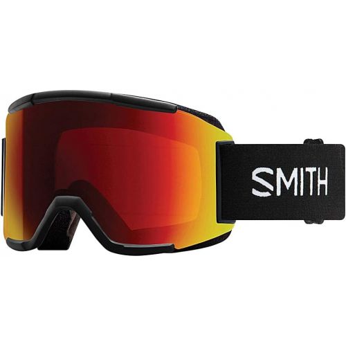 스미스 Smith Squad Snow Goggles Black w/ ChromaPop Sun Red Mirror and Yellow Lens