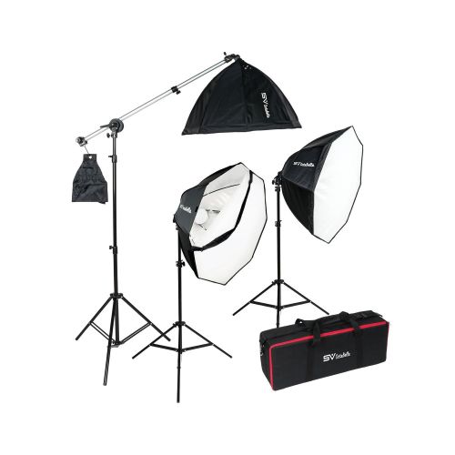 스미스 Smith-Victor Smith Victor OctaBella 1500W 3-Light LED Softbox Kit with Boom Arm