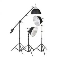 Smith-Victor Smith Victor KFL-33, Three Light Fluorescent Kit (234 Total Watts), with 3 FL3 DigiLight Fixtures with Fluorescent Bulbs, Light Stands & Mini Boom - 120V AC