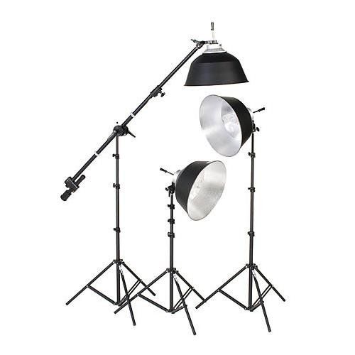 스미스 Smith-Victor Smith Victor KFL-33, Three Light Fluorescent Kit (234 Total Watts), with 3 FL3 DigiLight Fixtures with Fluorescent Bulbs, Light Stands & Mini Boom - 120V AC