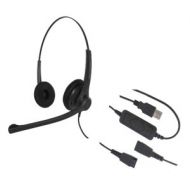 Smith Corona VoiceLync Binaural USB Headset with GN Netcom/Jabra QD, Detachable Bottom USB Cord