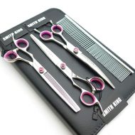 Smithking 7.0inches high end Left-Handed Dog Grooming Scissors Professional 440C Straight &Thinning Curved Scissors Set with Comb
