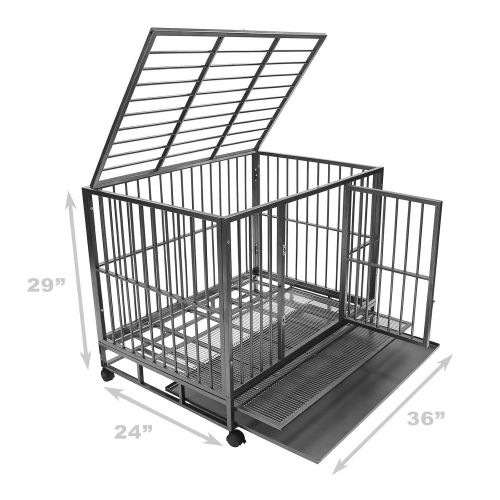  SmithBuilt Crates SmithBuilt Heavy Duty Dog Cage, 36-Inch, Hammered Silver