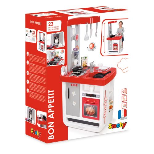  Smoby - Bon Appetite Electronic Play Kitchen with 23 Accessories and Cooking Sounds