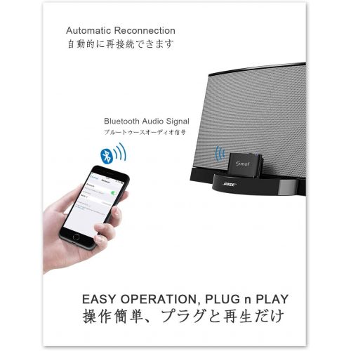  [아마존베스트]Smof Soul 2 Music Audio Receiver, 30 Pin Bluetooth Adapter for Bose SoundDock and 30pin Docking Station