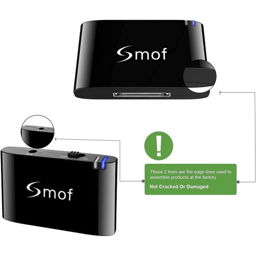  [아마존베스트]Smof Premium 30 Pin Bluetooth Adapter for Sounddock,Replace iPod/Phone/JBL/Car, Bluetooth Audio Receiver 3.5 mm AUX Output-Female
