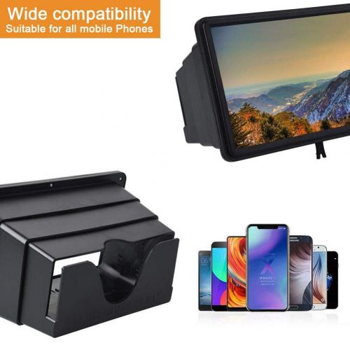  Smoothlycd 3Pcs Cell Phone Screen Magnifier, 3D HD Movie Video Expander Stand Holder for iPhone and All other Smart Phones 8.3 Inch,Black