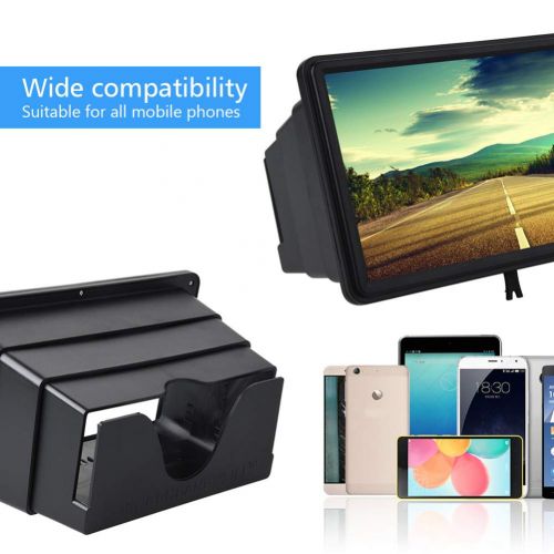  Smoothlycd 2 Packs Mobile Phone Screen Magnifier Smartphone Magnifying Glass, Enlarger Screen, 3D Movie Video Screen Amplifier for All Phone,Black