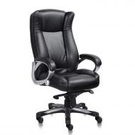 Smugdesk Furniture Executive Office Chair High Back Thick Padded Heavy Duty Office Chair 5-Position Tilt and Lock Home Office Chair Bonded Leather(Black)