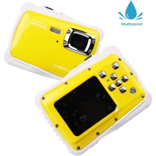  [아마존베스트]Smyidel Waterproof Mini Kid Camera High Definition 12MP HD 3M Underwater Swimming Digital Camera Camcorder 32G SD Card Flash 2.0 Inch LCD Display (Yellow)