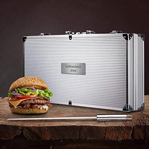  Smyla Premium Barbecue Case with Engraving, Stainless Steel Barbecue Accessories with Desired Name, Professional Barbecue Cutlery (e.g. Weber Grill Accessory), The Ideal Gift for Men