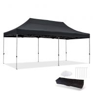 Snail 10x20 Straight Leg Pop Up Canopy Tent with Heavy Duty Aluminum Frame and Waterproof 420 Top, Portable Commercial Instant Canopy Shelter with Carry Bag, Black