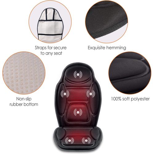  [아마존 핫딜] [아마존핫딜]SNAILAX Massage Car Seat Cushion - 6 Vibrating Massage Nodes & 3 Heating Pad, Car Back Massager with Heat, Seat Warmer Cover for Car Truck