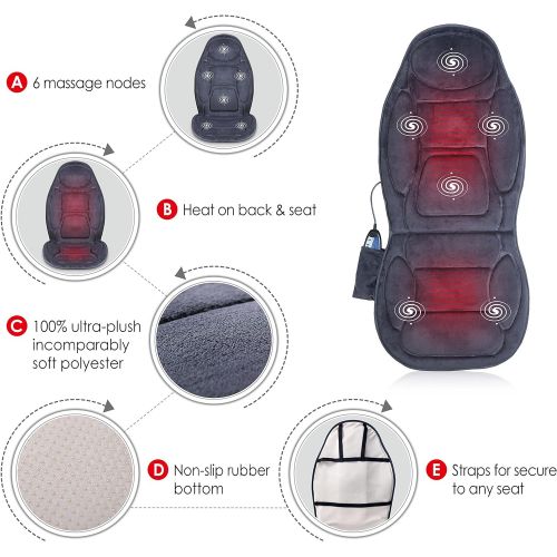  [아마존 핫딜] [아마존핫딜]Snailax SNAILAX Vibration Massage Seat Cushion with Heat 6 Vibrating Motors and 3 Therapy Heating Pad, Back Massager, Massage Chair Pad for Home Office Car use